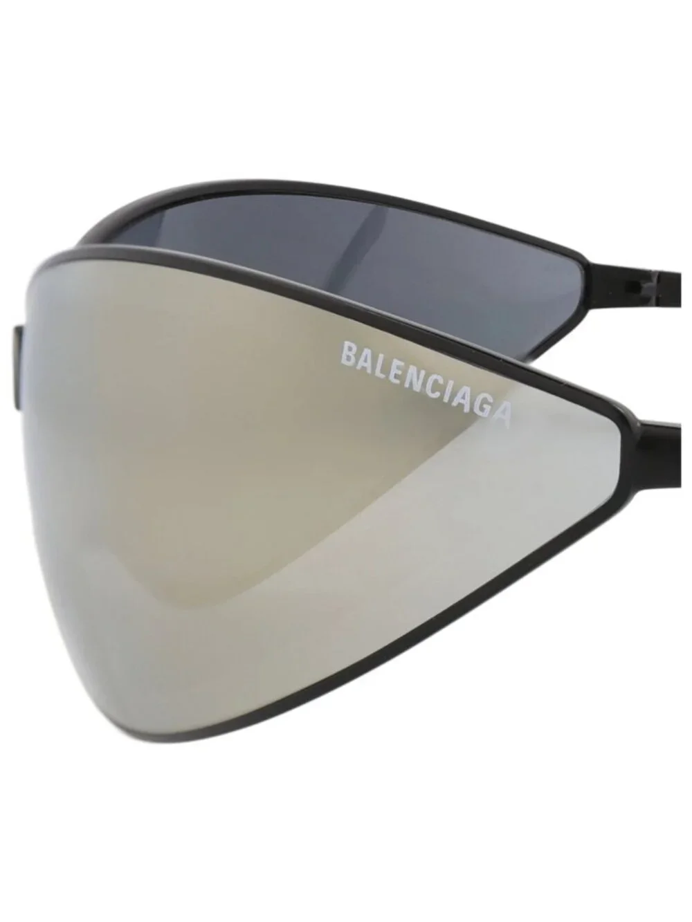 New Balenciaga Women's Sunglasses Shield Wrap Metal Frame Unisex Black Black